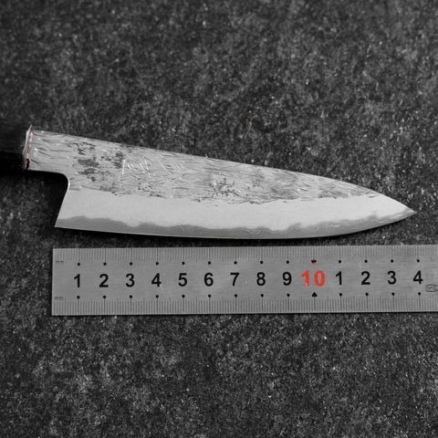 Petty White Steel #1 Tsuchime Buffalo Ebony Handle 135mm (5.3”)-[Musashi]-[Japanese-Kitchen-Knives]