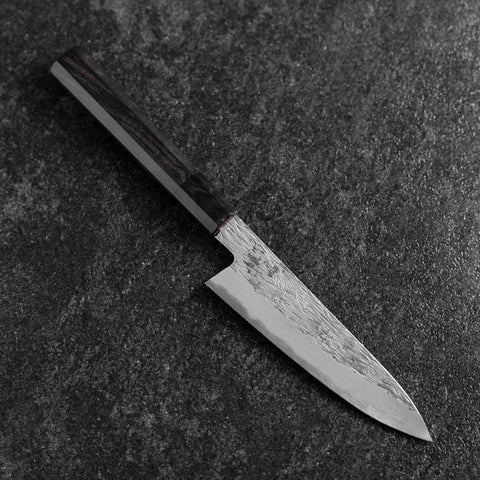 Petty White Steel #1 Tsuchime Buffalo Ebony Handle 135mm (5.3”)-[Musashi]-[Japanese-Kitchen-Knives]