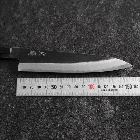 Petty White Steel #2 Kurouchi Buffalo Ebony Handle 160mm-[Musashi]-[Japanese-Kitchen-Knives]