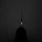 Petty White Steel #2 Stainless Clad Kurouchi Chokin Nami Buffalo Ebony Handle 150mm (5.9”)-[Musashi]-[Japanese-Kitchen-Knives]