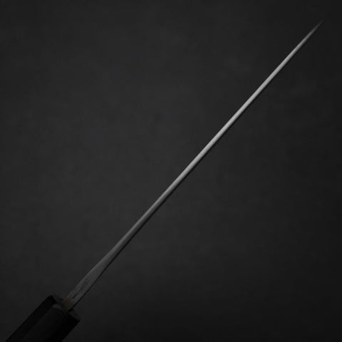 Petty White Steel #2 Stainless Clad Kurouchi Chokin Nami Buffalo Ebony Handle 150mm (5.9”)-[Musashi]-[Japanese-Kitchen-Knives]