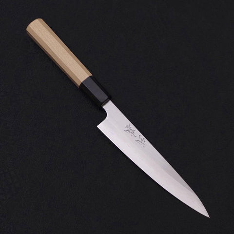 Petty White Steel #1 Polished Buffalo Magnolia Handle 135mm-[Musashi]-[Japanese-Kitchen-Knives]