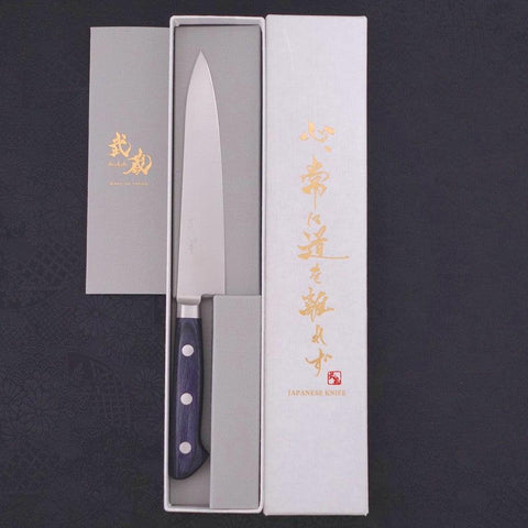 Petty knife AUS-8 Polished Western Blue Handle 150mm-[Musashi]-[Japanese-Kitchen-Knives]