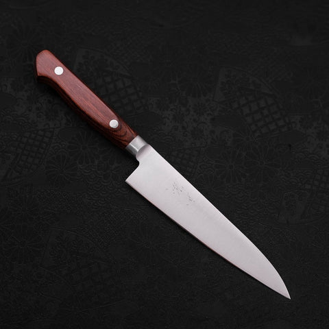 Petty knife AUS-8 Polished Western Brown Handle 130mm-[Musashi]-[Japanese-Kitchen-Knives]