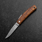 Pocket Knife AUS-8 Hawaiian Koa Outdoor Knife 55mm with Leather Sheath-[Musashi]-[Japanese-Kitchen-Knives]
