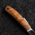 Pocket Knife AUS-8 Hawaiian Koa Outdoor Knife 55mm with Leather Sheath-[Musashi]-[Japanese-Kitchen-Knives]