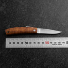 Pocket Knife AUS-8 Hawaiian Koa Outdoor Knife 55mm with Leather Sheath-[Musashi]-[Japanese-Kitchen-Knives]