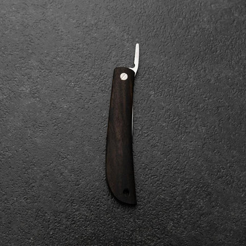 Pocket Knife VG-10 Black Persimmon Outdoor Knife 60mm with Wine-Red Leather Sheath-[Musashi]-[Japanese-Kitchen-Knives]