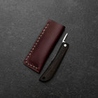 Pocket Knife VG-10 Black Persimmon Outdoor Knife 60mm with Wine-Red Leather Sheath-[Musashi]-[Japanese-Kitchen-Knives]