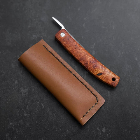Pocket Knife VG-10 Karin Outdoor Knives 60mm with Leather Sheath-[Musashi]-[Japanese-Kitchen-Knives]