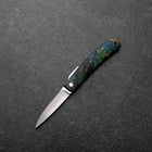 Pocket Knife VG-10 Stabilized Wood Outdoor Knife 60mm with Leather Sheath-[Musashi]-[Japanese-Kitchen-Knives]