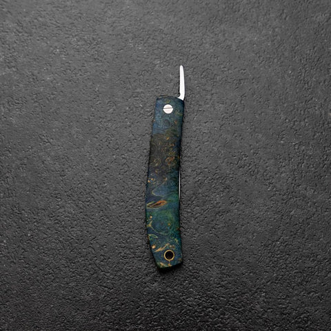 Pocket Knife VG-10 Stabilized Wood Outdoor Knife 60mm with Leather Sheath-[Musashi]-[Japanese-Kitchen-Knives]