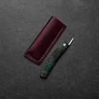 Pocket Knife VG-10 Stabilized Wood Outdoor Knife 60mm with Leather Sheath-[Musashi]-[Japanese-Kitchen-Knives]