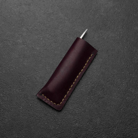 Pocket Knife VG-10 Stabilized Wood Outdoor Knife 60mm with Leather Sheath-[Musashi]-[Japanese-Kitchen-Knives]