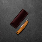 Pocket Knife VG-10 Zelkova Outdoor Knife 60mm with Leather Sheath-[Musashi]-[Japanese-Kitchen-Knives]