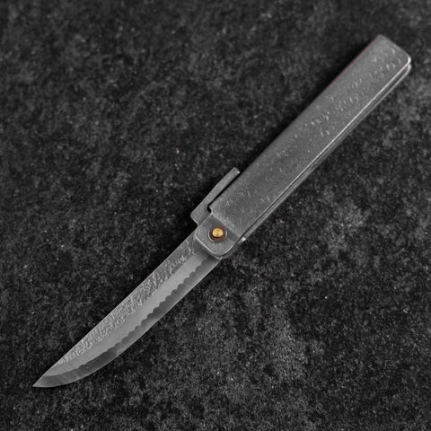 Pocket Knife White Steel #2 90mm Carbon Tsuchime Kengata with Paulownia Wooden Box-[Musashi]-[Japanese-Kitchen-Knives]