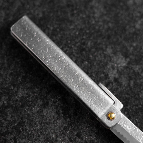 Pocket Knife White Steel #2 90mm Carbon Tsuchime Kengata with Paulownia Wooden Box-[Musashi]-[Japanese-Kitchen-Knives]