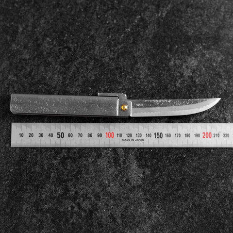Pocket Knife White Steel #2 90mm Carbon Tsuchime Kengata with Paulownia Wooden Box-[Musashi]-[Japanese-Kitchen-Knives]