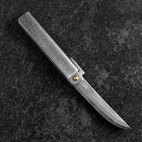 Pocket Knife White Steel #2 90mm Carbon Tsuchime Kengata with Paulownia Wooden Box-[Musashi]-[Japanese-Kitchen-Knives]