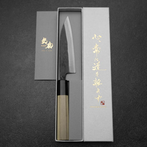 Sabaki White Steel #2 Kurouchi Buffalo Magnolia Handle 140mm-[Musashi]-[Japanese-Kitchen-Knives]