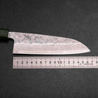 Santoku 440C Nashiji Damascus Green Urushi Handle 165mm-[Musashi]-[Japanese-Kitchen-Knives]