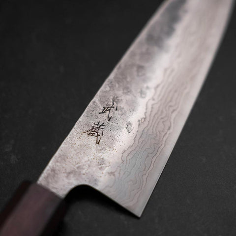 Santoku 440C Nashiji Damascus Purple Urushi Handle 165mm-[Musashi]-[Japanese-Kitchen-Knives]