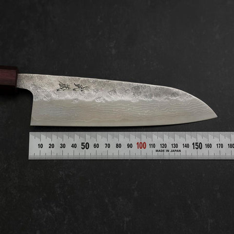 Santoku 440C Nashiji Damascus Purple Urushi Handle 165mm-[Musashi]-[Japanese-Kitchen-Knives]