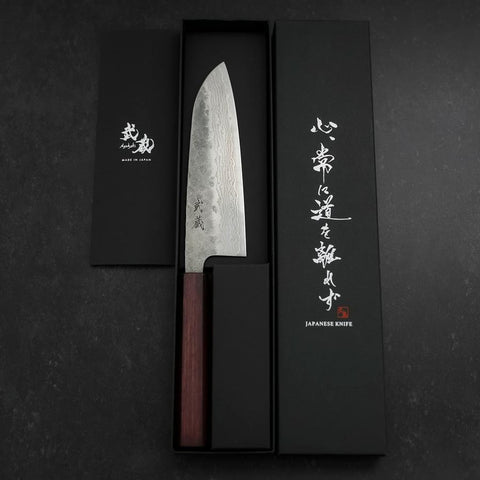 Santoku 440C Nashiji Damascus Purple Urushi Handle 165mm-[Musashi]-[Japanese-Kitchen-Knives]