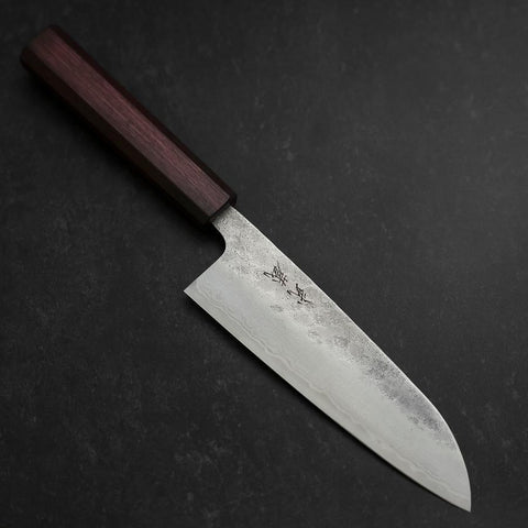 Santoku 440C Nashiji Damascus Purple Urushi Handle 165mm-[Musashi]-[Japanese-Kitchen-Knives]