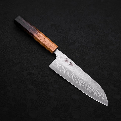 Santoku 440C Nashiji Damascus Yaki Urushi Handle 165mm-[Musashi]-[Japanese-Kitchen-Knives]