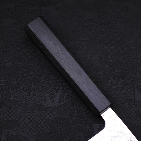 Santoku AUS-10 Nashiji Damascus Dark Blue Urushi Handle 165mm-[Musashi]-[Japanese-Kitchen-Knives]