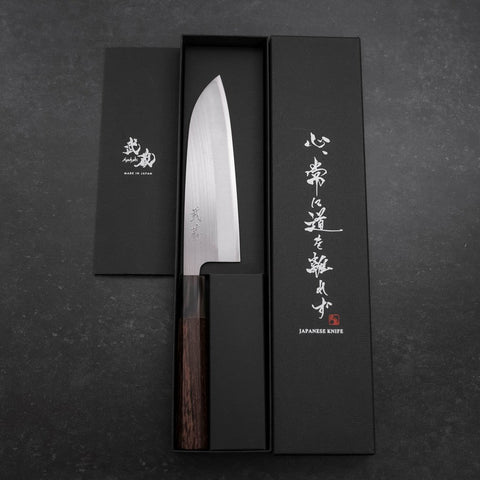 Santoku AUS-10 Polished Buffalo Wenge Handle 165mm-[Musashi]-[Japanese-Kitchen-Knives]