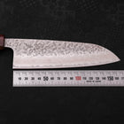 Santoku AUS-10 Tsuchime Damascus Purple Urushi Handle 165mm (6.5”)-[Musashi]-[Japanese-Kitchen-Knives]