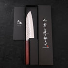 Santoku AUS-10 Tsuchime Damascus Purple Urushi Handle 165mm (6.5”)-[Musashi]-[Japanese-Kitchen-Knives]