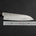 Santoku AUS-10 Tsuchime Damascus Shitan Walnut Handle 180mm-[Musashi]-[Japanese-Kitchen-Knives]