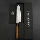 Santoku AUS-10 Tsuchime Damascus Shitan Walnut Handle 180mm-[Musashi]-[Japanese-Kitchen-Knives]