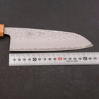 Santoku AUS-10 Tsuchime Damascus Zelkova Magnolia Handle 165mm-[Musashi]-[Japanese-Kitchen-Knives]