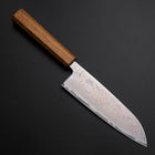 Santoku AUS-10 Wave Nickel Damascus Oak Handle 165mm-[Musashi]-[Japanese-Kitchen-Knives]