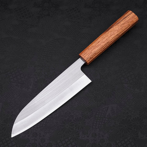 Santoku AUS-8 Polished Oak Handle 165mm-[Musashi]-[Japanese-Kitchen-Knives]