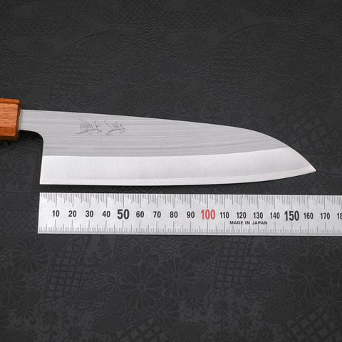 Santoku AUS-8 Polished Oak Handle 165mm-[Musashi]-[Japanese-Kitchen-Knives]
