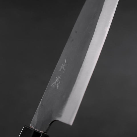 Santoku Blue Steel #1 Stainless Clad Kurouchi Buffalo Magnolia Handle 165mm (6.5”)-[Musashi]-[Japanese-Kitchen-Knives]