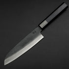 Santoku Blue Steel #1 Stainless Clad Kurouchi Dark Blue Urushi Handle 170mm (6.7”)-[Musashi]-[Japanese-Kitchen-Knives]
