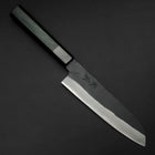 Santoku Blue Steel #1 Stainless Clad Kurouchi Green Urushi Handle 170mm-[Musashi]-[Japanese-Kitchen-Knives]