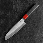 Santoku Blue Steel #1 Stainless Clad Kurouchi Red and Black Urushi Handle 165mm-[Musashi]-[Japanese-Kitchen-Knives]