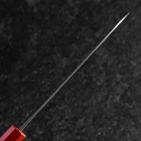 Santoku Blue Steel #1 Stainless Clad Kurouchi Red and Black Urushi Handle 165mm-[Musashi]-[Japanese-Kitchen-Knives]