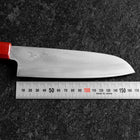 Santoku Blue Steel #1 Stainless Clad Kurouchi Red and Black Urushi Handle 165mm-[Musashi]-[Japanese-Kitchen-Knives]