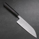 Santoku Blue Steel #2 Damascus Buffalo Ebony Handle 165mm (6.5”)-[Musashi]-[Japanese-Kitchen-Knives]