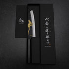 Santoku Blue Steel #2 Kurouchi Chokin Cheetah Buffalo Ebony Handle 165mm-[Musashi]-[Japanese-Kitchen-Knives]