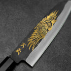 Santoku Blue Steel #2 Kurouchi Chokin Crane Buffalo Ebony Handle 165mm (6.5”)-[Musashi]-[Japanese-Kitchen-Knives]