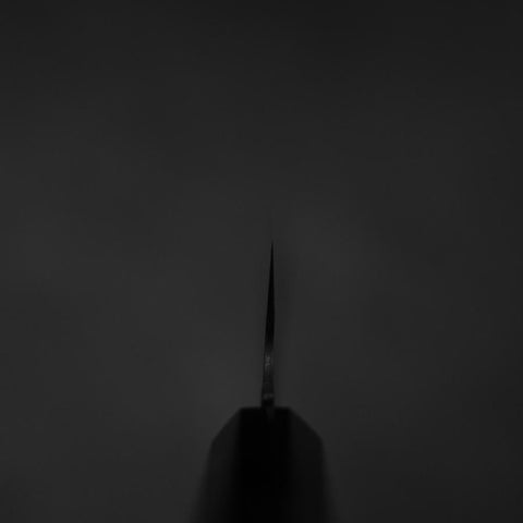 Santoku Blue Steel #2 Kurouchi Chokin Crane Buffalo Ebony Handle 165mm (6.5”)-[Musashi]-[Japanese-Kitchen-Knives]